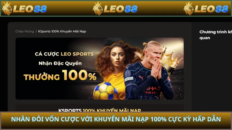 Nhân đôi vốn cược với khuyến mãi nạp 100% cực kỳ hấp dẫn