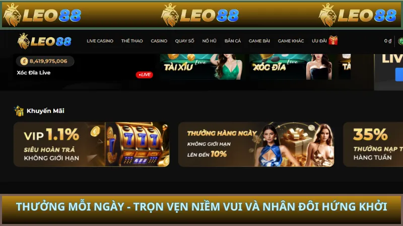 Thưởng mỗi ngày độc quyền chỉ có tại nhà cái hàng đầu